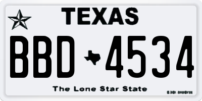 TX license plate BBD4534