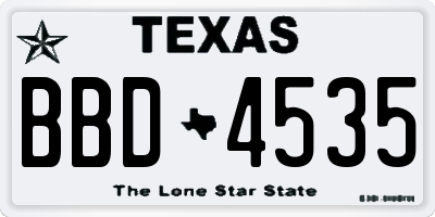 TX license plate BBD4535