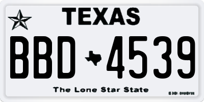 TX license plate BBD4539