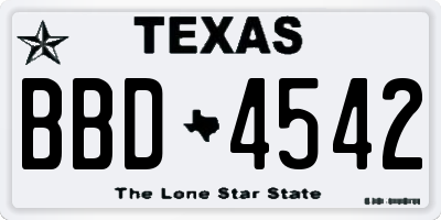 TX license plate BBD4542