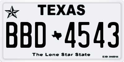 TX license plate BBD4543