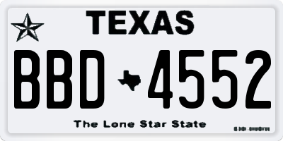 TX license plate BBD4552