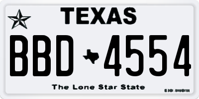 TX license plate BBD4554