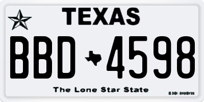 TX license plate BBD4598