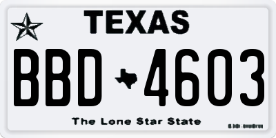 TX license plate BBD4603