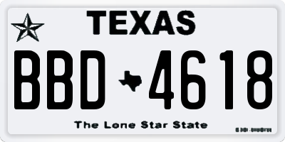 TX license plate BBD4618