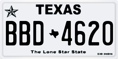 TX license plate BBD4620