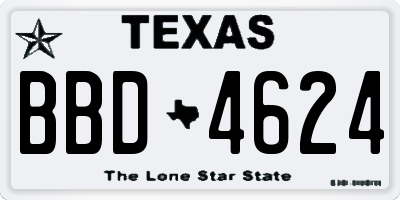 TX license plate BBD4624