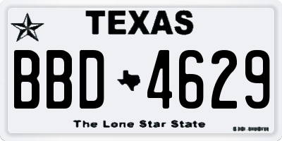 TX license plate BBD4629