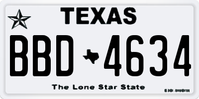 TX license plate BBD4634