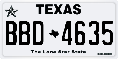 TX license plate BBD4635