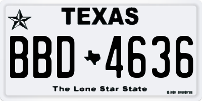 TX license plate BBD4636