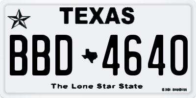 TX license plate BBD4640