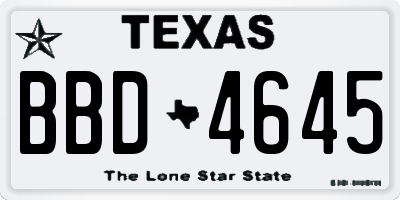 TX license plate BBD4645