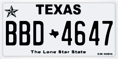 TX license plate BBD4647