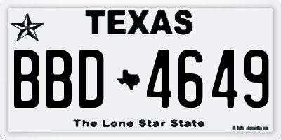TX license plate BBD4649