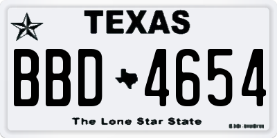 TX license plate BBD4654