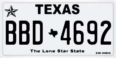 TX license plate BBD4692
