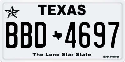 TX license plate BBD4697