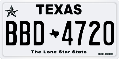 TX license plate BBD4720
