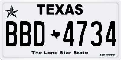 TX license plate BBD4734