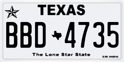 TX license plate BBD4735
