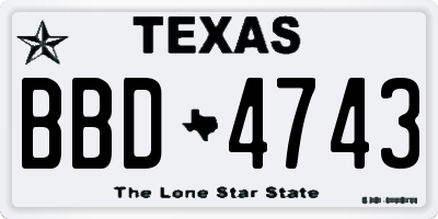 TX license plate BBD4743