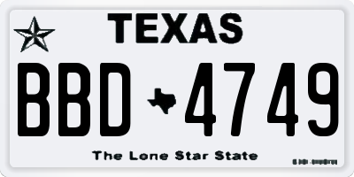TX license plate BBD4749