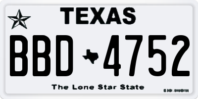 TX license plate BBD4752