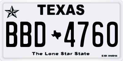 TX license plate BBD4760