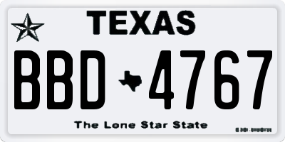 TX license plate BBD4767