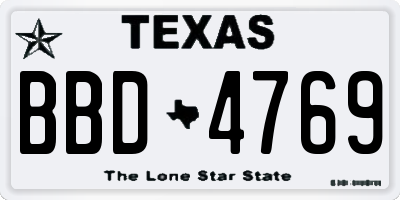 TX license plate BBD4769
