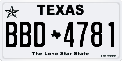 TX license plate BBD4781