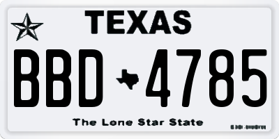 TX license plate BBD4785