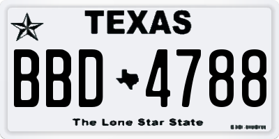 TX license plate BBD4788
