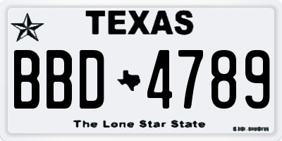 TX license plate BBD4789