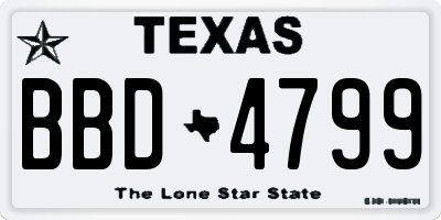 TX license plate BBD4799