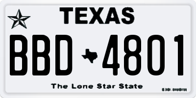 TX license plate BBD4801