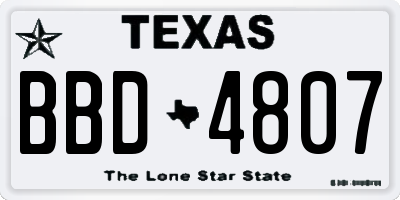TX license plate BBD4807