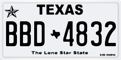 TX license plate BBD4832