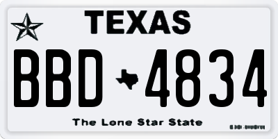 TX license plate BBD4834