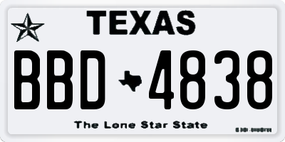 TX license plate BBD4838