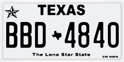 TX license plate BBD4840