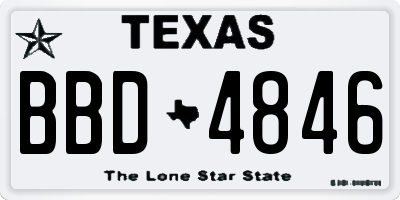TX license plate BBD4846