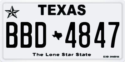 TX license plate BBD4847