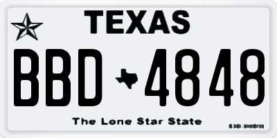 TX license plate BBD4848