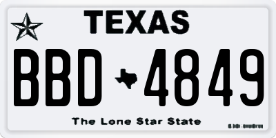 TX license plate BBD4849