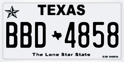 TX license plate BBD4858