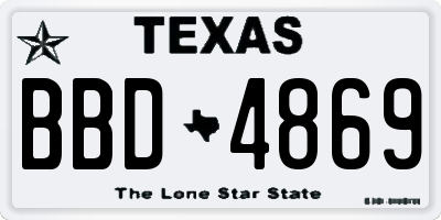 TX license plate BBD4869