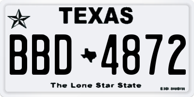 TX license plate BBD4872